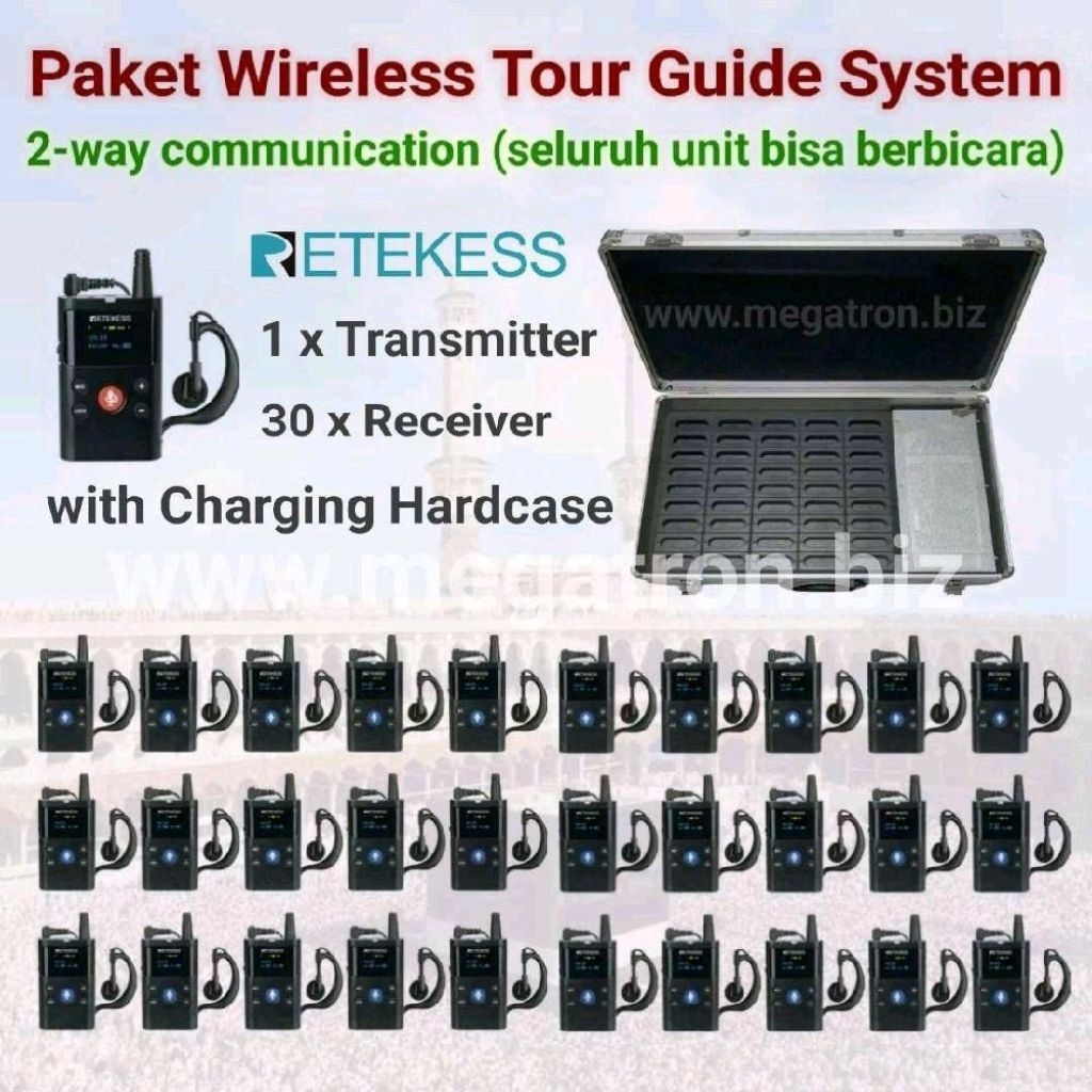 Paket Wireless Tour Guide System 1 Transmitter + 30 Receiver (Bisa Komunikasi 2 arah)