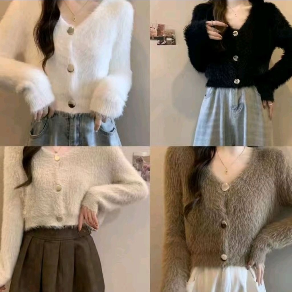 Bolero cardigan bulu korea outer wanita