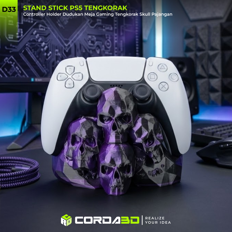 Stand Stick PS5 Tengkorak Controller Holder Dudukan Meja Gaming Tengkorak Skull Pajangan