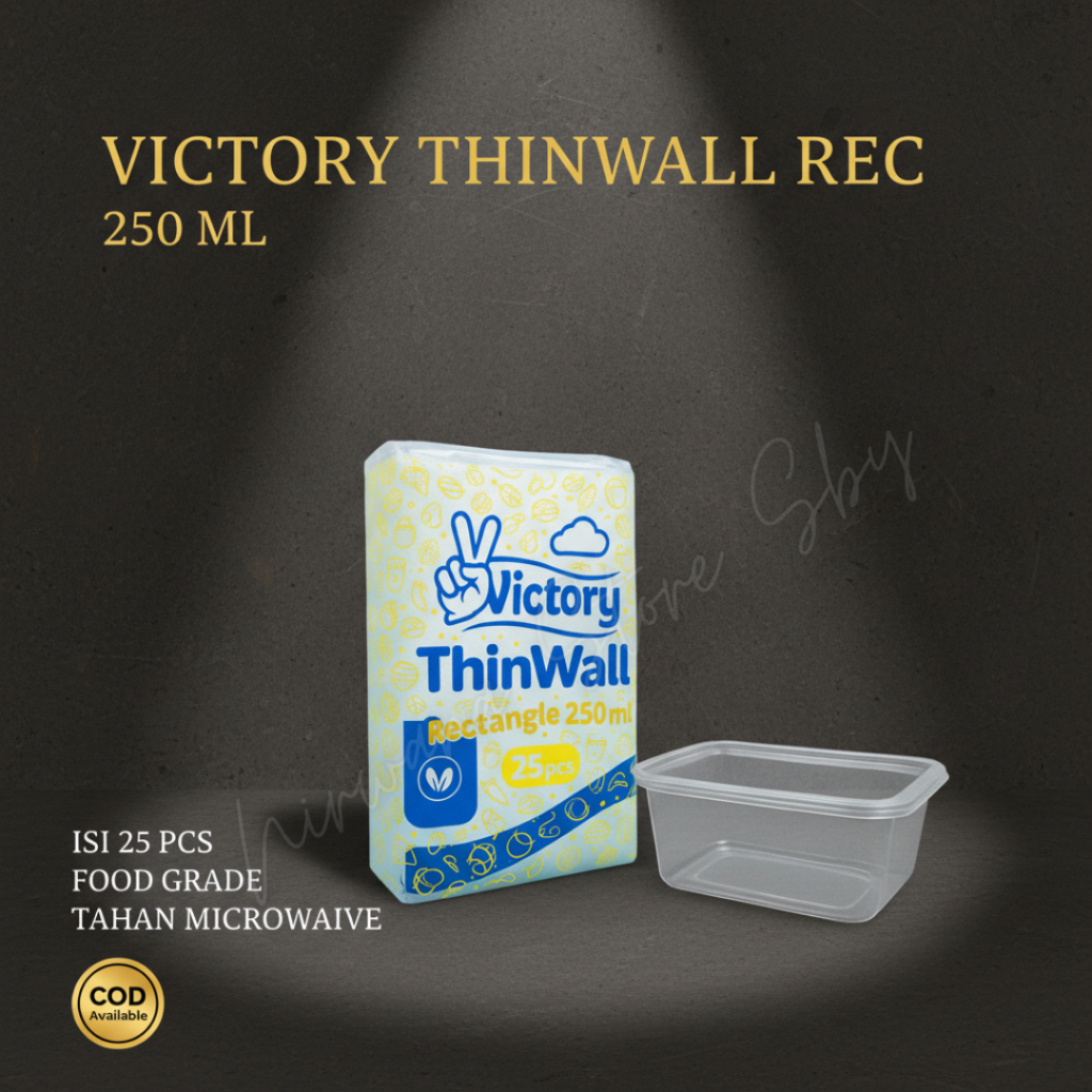 (25 Pcs) Victory Thinwall RECTANGLE 250ml / Thinwall Persegi Panjang / Kotak Makan