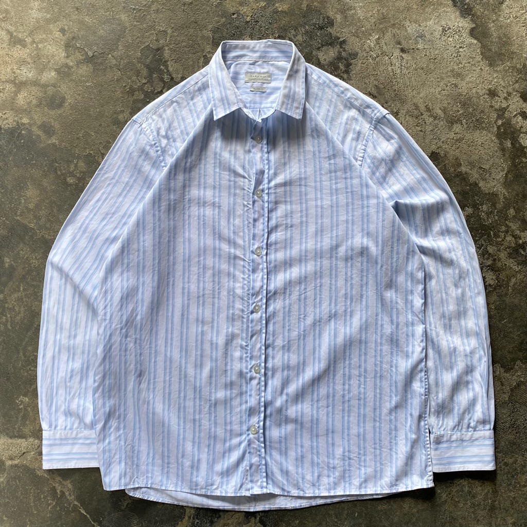 Zara Man Stripe Long Sleeve Shirt scnd prlvd original kemeja salur