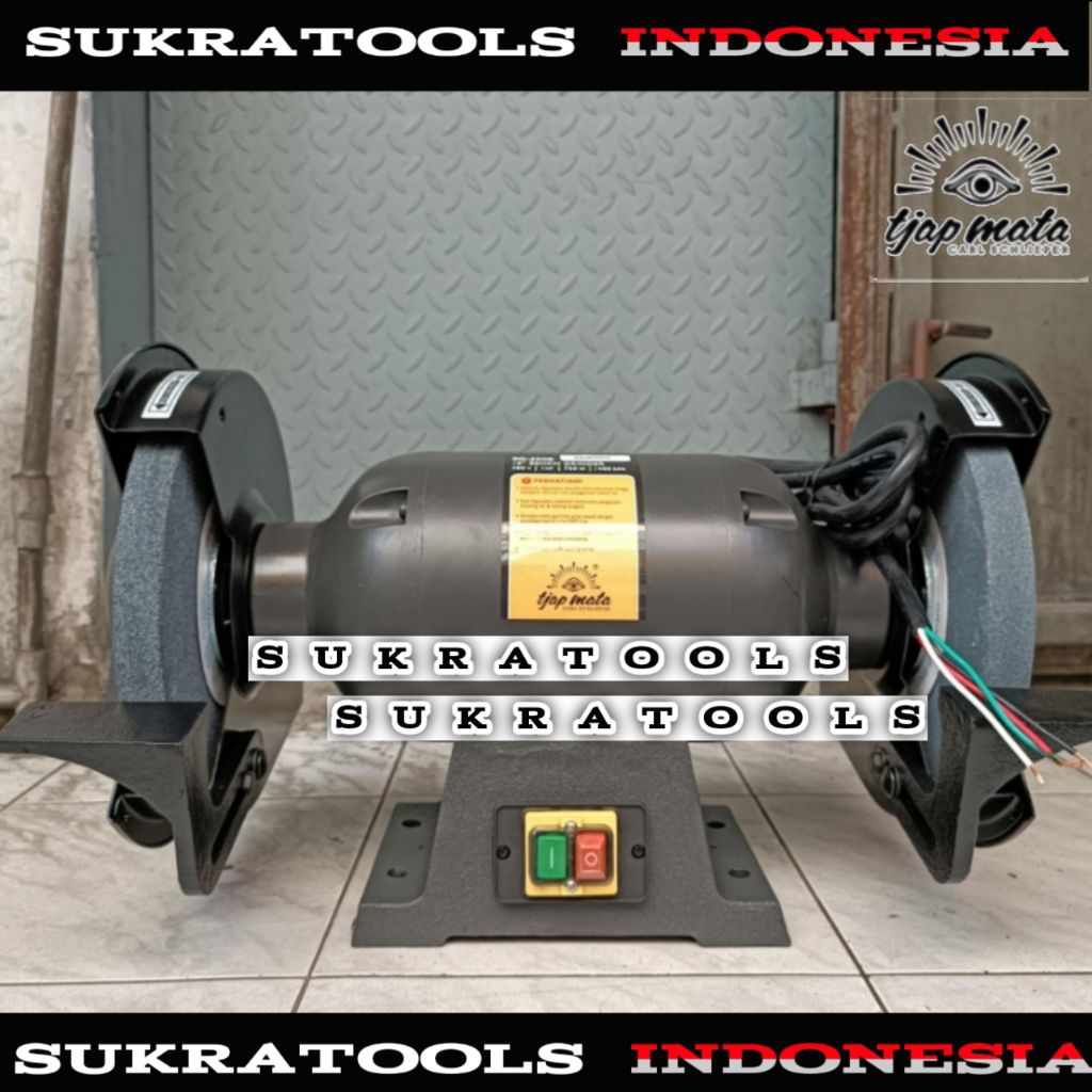 Set Lengkap Mesin Gerinda Duduk Tjap Mata Bench Grinder 10 Inch BG-250B