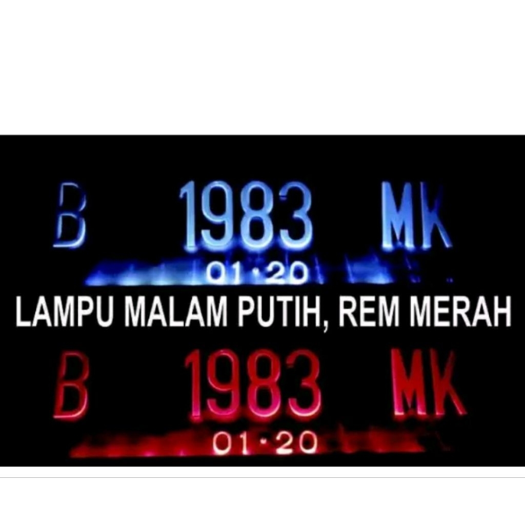 plat nomor led merah putih, merah biru.