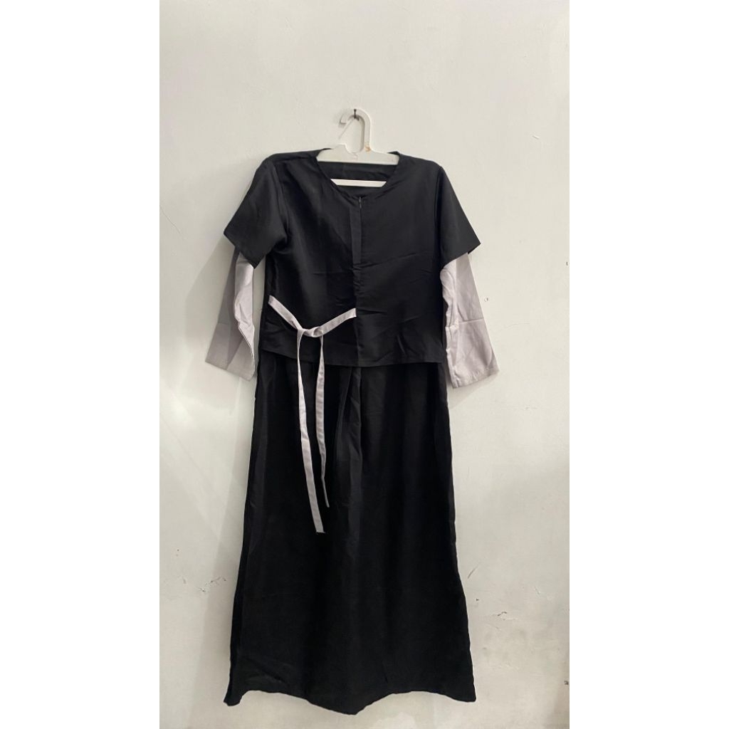 gamis korean style hitam abu