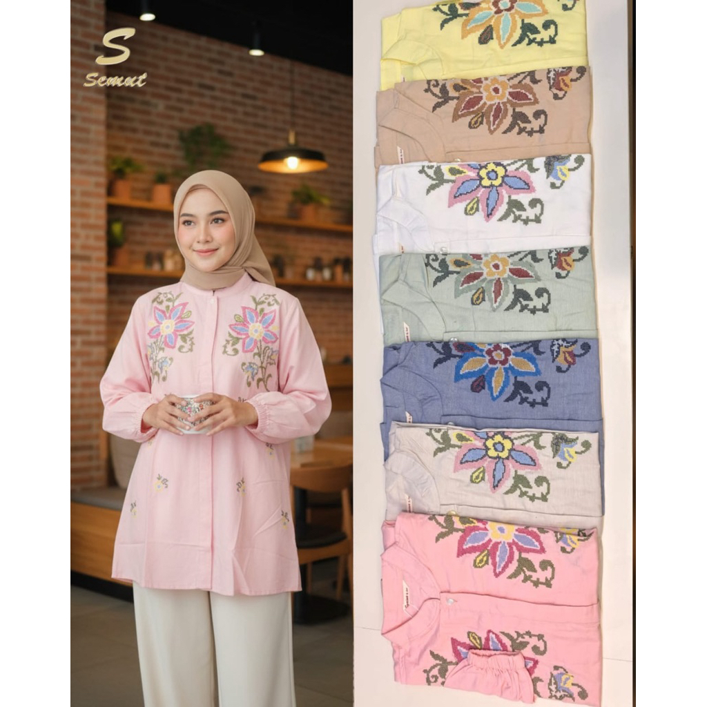 KEMEJA TUNIK KATUN KOMBINASI SYAINA BY SEMUT ORIGINAL