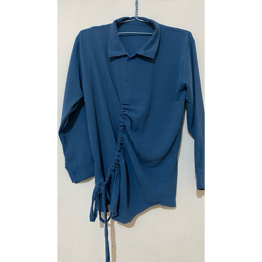 Blouse crinkle serut pinggang