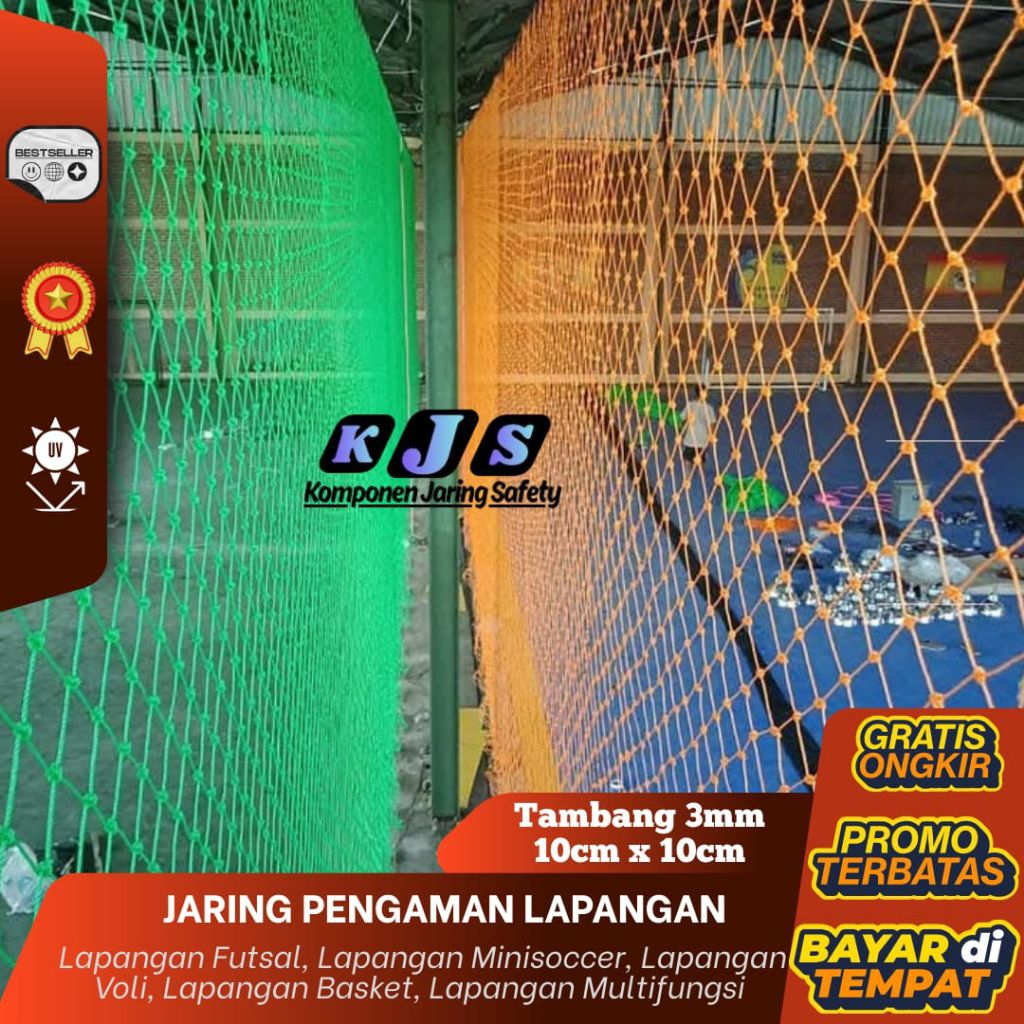 Jaring pengaman lapangan futsal lapangan minisoccer lapangan voli lapangan basket | Tebal berkualita