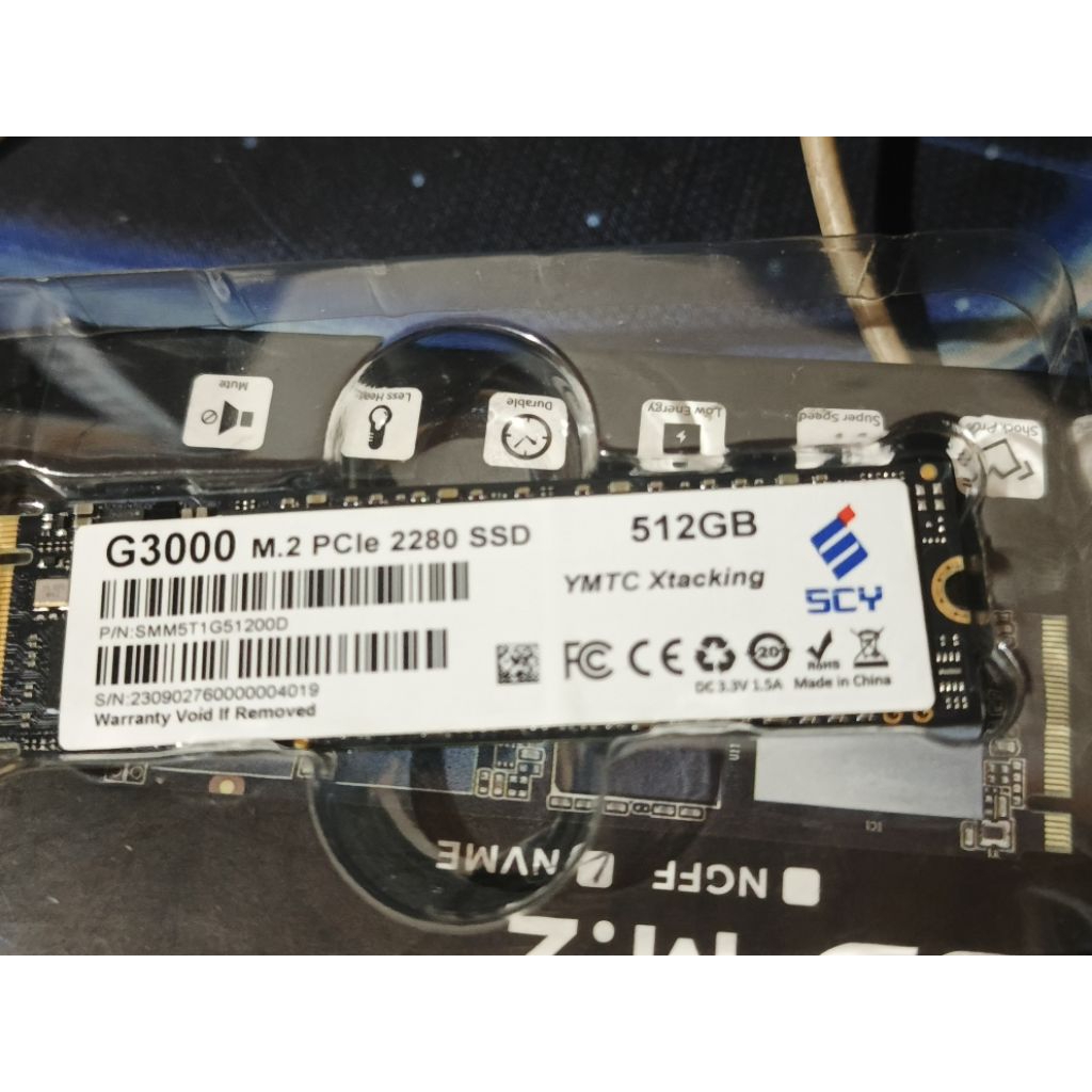 ssd nvme gen 3. 512gb. merk scy ymtc.