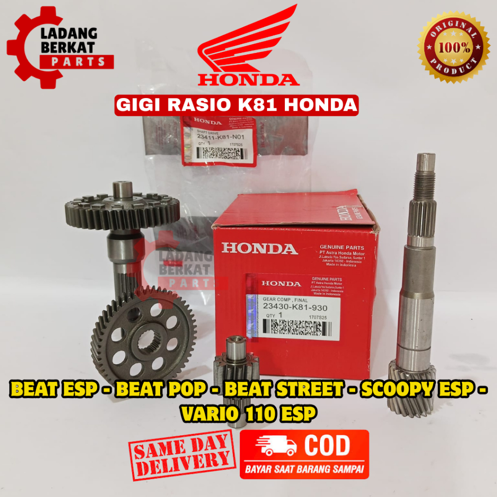 GIGI RASIO / GIGI GARDAN ORIGINAL HONDA K81 | MOTOR BEAT ESP, BEAT POP, BEAT STREET, SCOOPY ESP, VAR