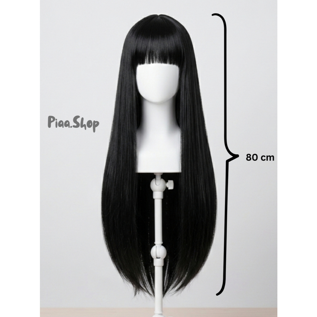 Wig Hitam Panjang Berponi (Buat daily / Cosplay bisa banget) [Preloved] FREE Sheetmask Implora