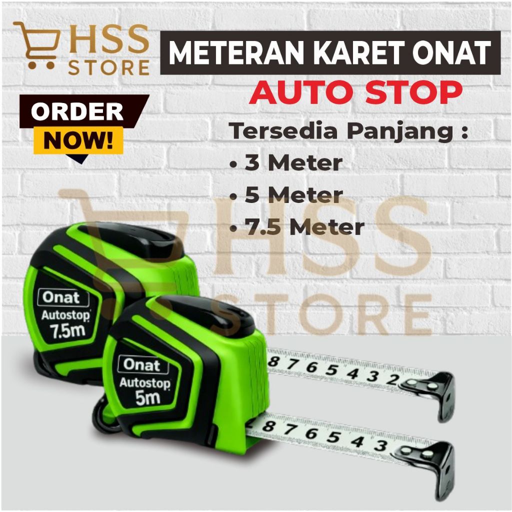 Meteran Karet Autostop Onat / Meteran Karet Tukang / Meteran Measuring / Measuring Tape / Alat Ukur 