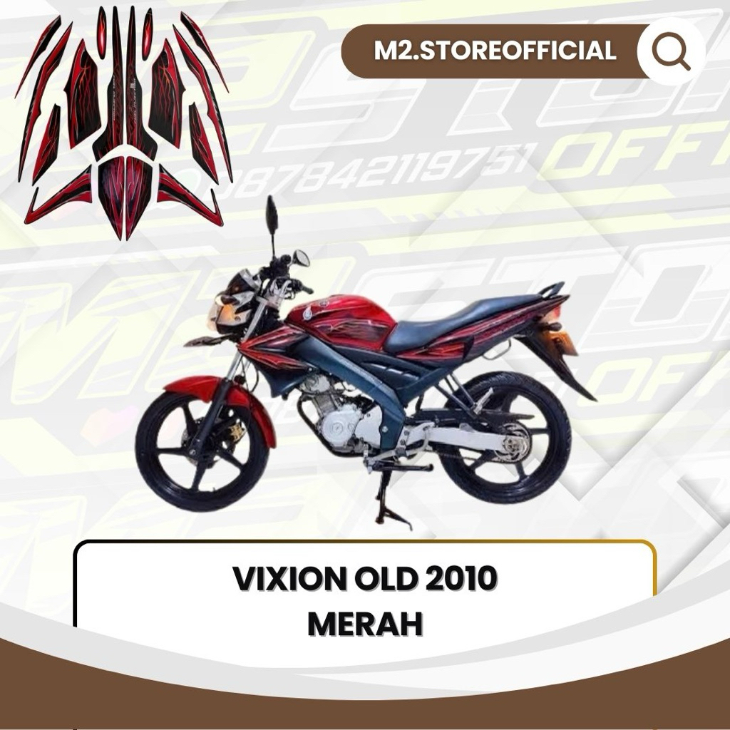 striping stripping Yamaha vixion old lama 2010 hitam merah sticker stiker lis polet body Vixion VIXI