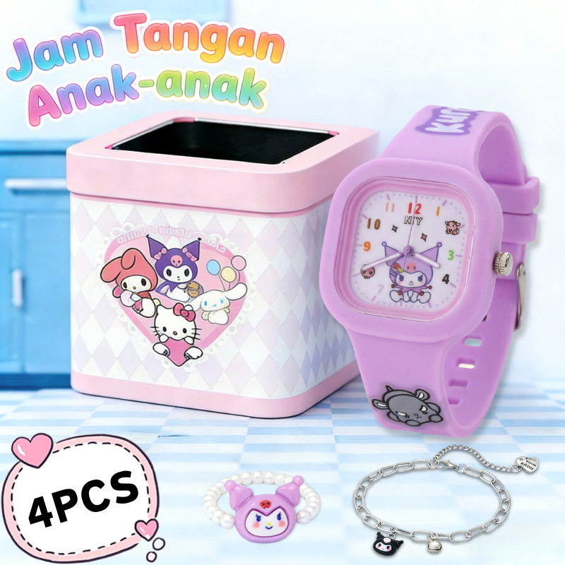 Jam tangan anak anak Perempuan Kotak hadiah gratis Jam Tangan Kasual  Korea  Gelang Jam Tangan Fashi