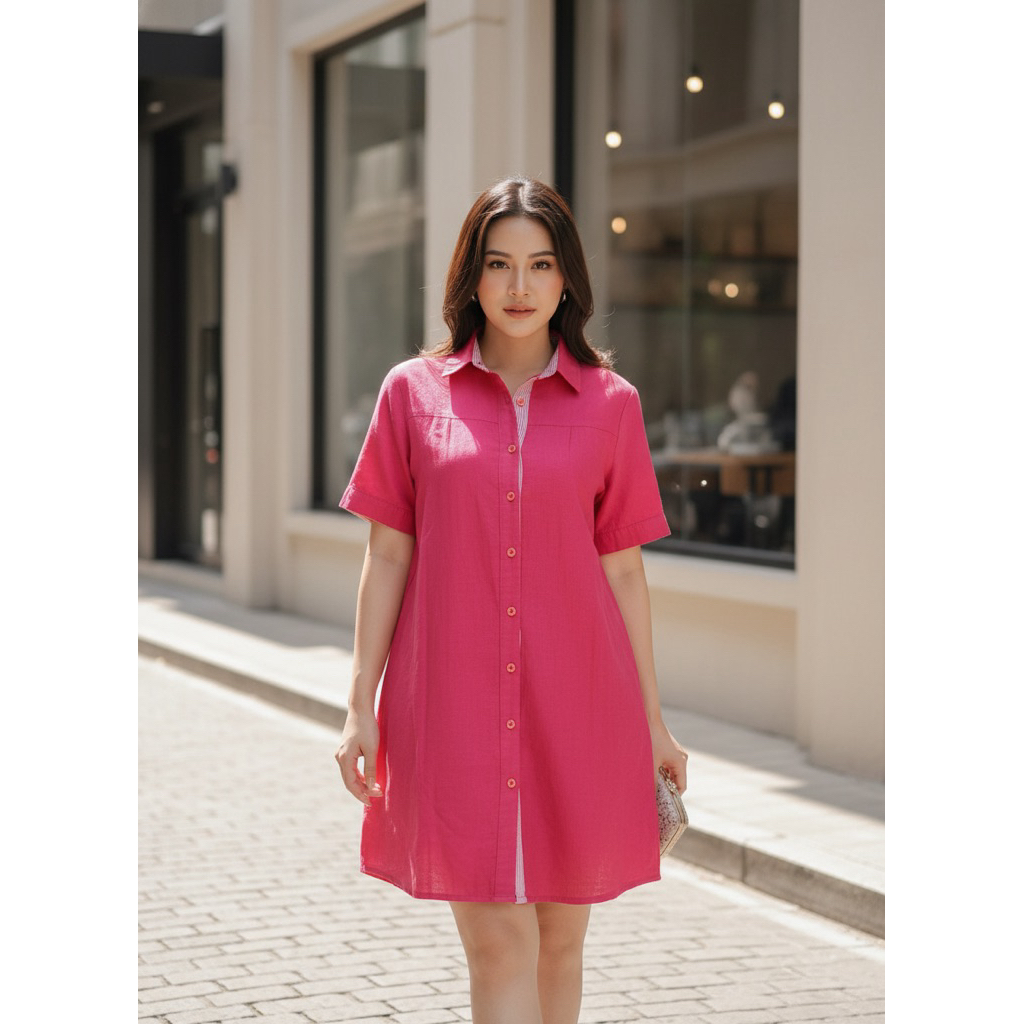 DRESS KATUN MINI PINK FANTA PRELOVED