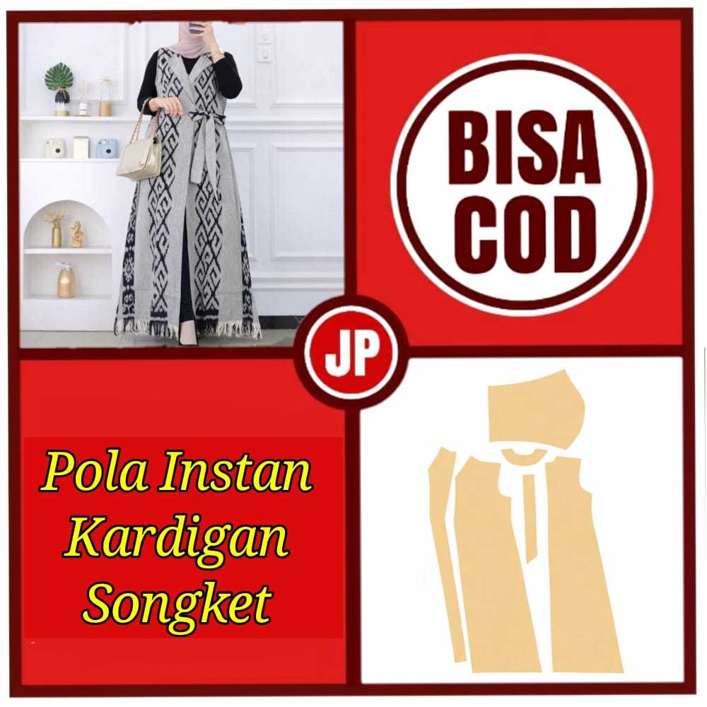 Pola Instan Kardigan Songket/Pola Baju Gamis/Pola Jahit/