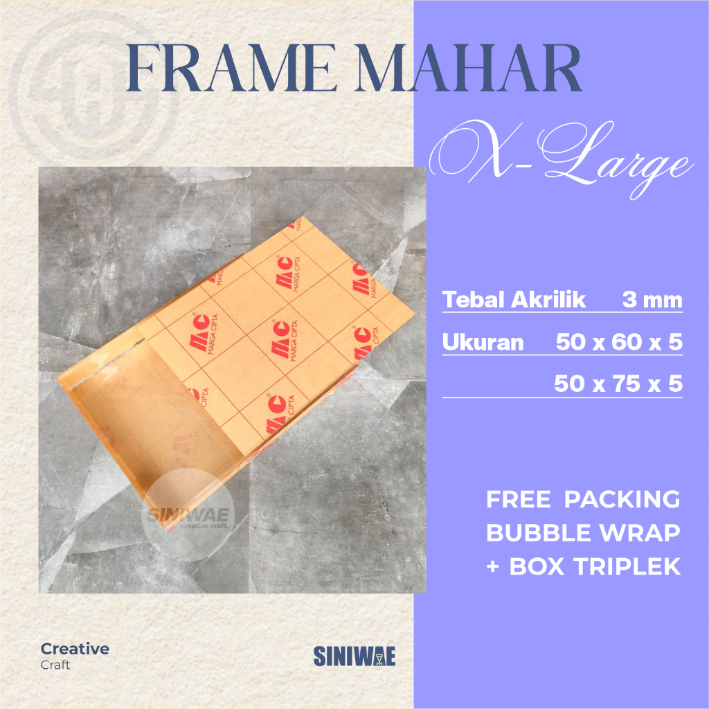 Frame Mahar Akrilik 50x70 50x60 Box Kotak Sekrup Baut Acrylic Tebal 3mm 70x50 60x60 Kosongan Tetes A
