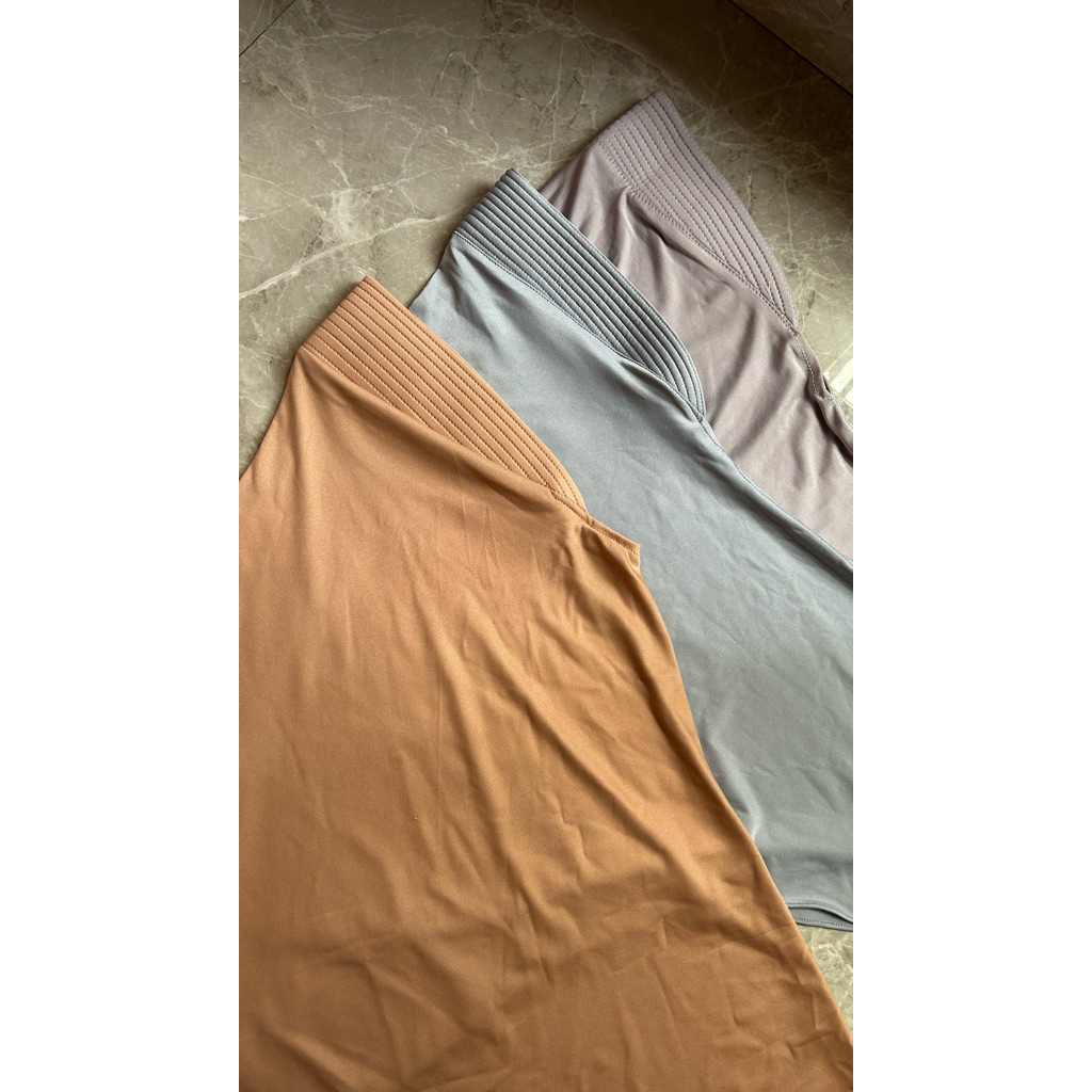 preloved krudung bergo warna coklat, biru denim, abu-abu