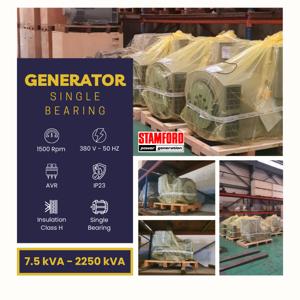 Alternator 3 Phase Stamford 200 kVA 160 kW 1500 Rpm Single Bearing