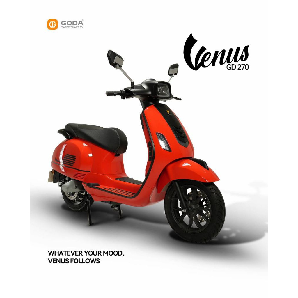 GODA Venus GD270 Motor Listrik Retro Touring - Pilihan Warna Merah & Putih