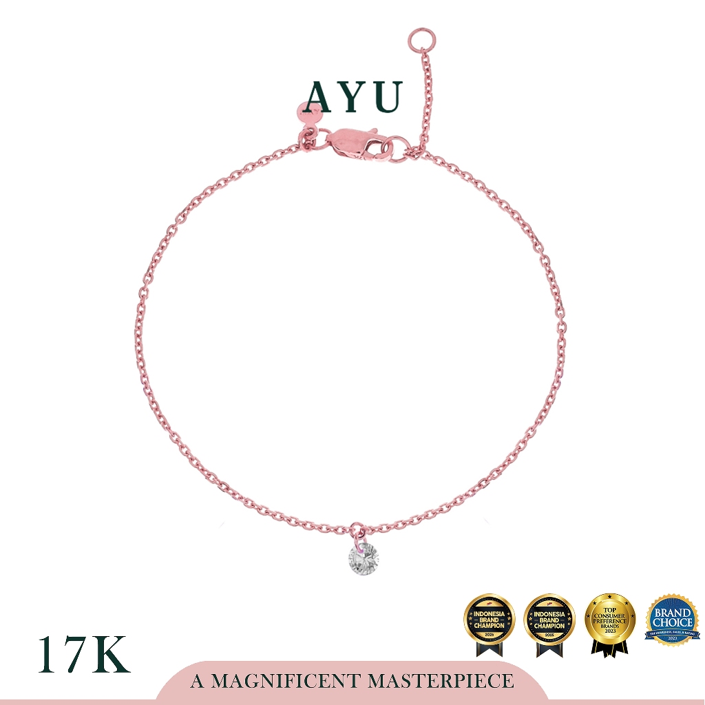 AYU Gelang Kaki Emas - Candy Pop Chain Anklet 17k Rose Gold