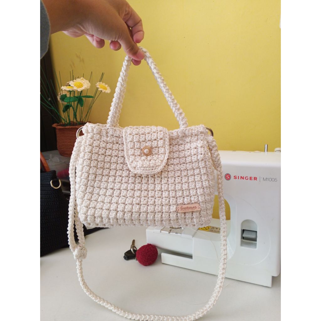 tas 2in1 selempang wanita rajut