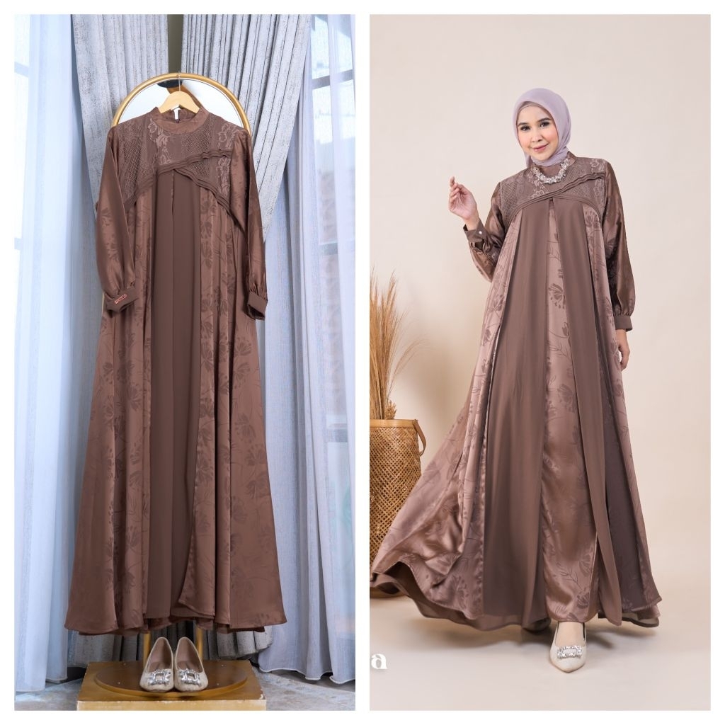 KINARA DRESS / GAMIS PESTA WANITA / DRESS MEWAH LEBARAN ORI BY MAREVI (HANYA SIZE STANDAR)