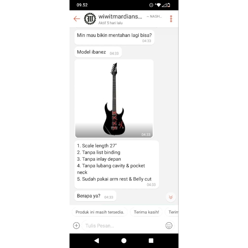 Body neck gitar Ibanez Baritone