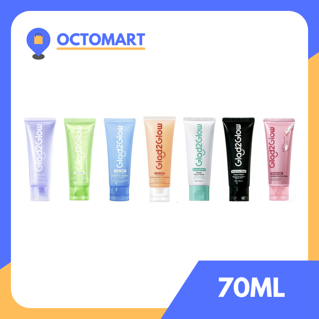 Glad2glow Facial Wash 70ML G2G Gel Cleanser Pembersih Wajah 70 ML
