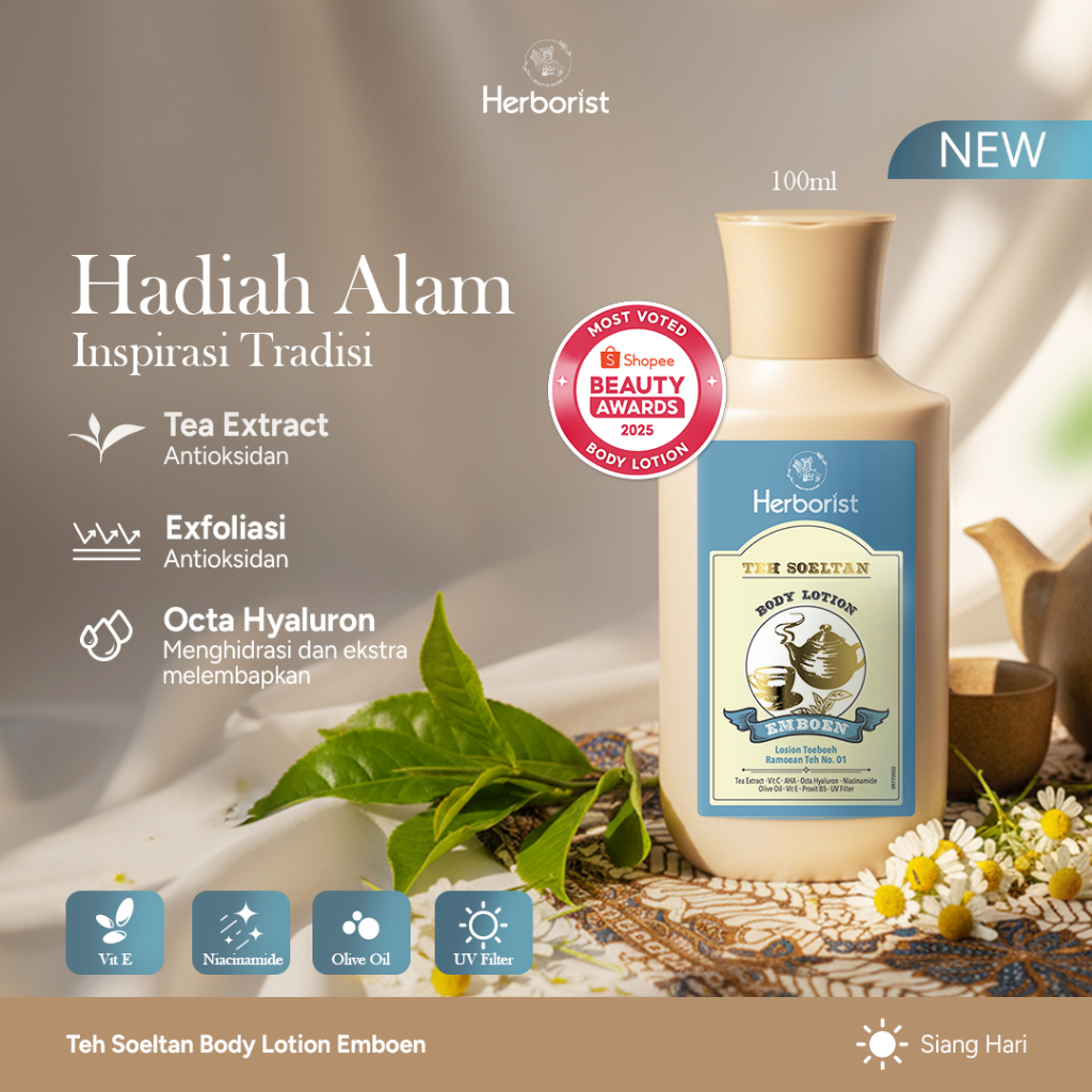 [NEW LAUNCH] Herborist Teh Soeltan Body Lotion 100ml – 24 Jam Menjaga Kulit Tetap Wangi Segar & Mene