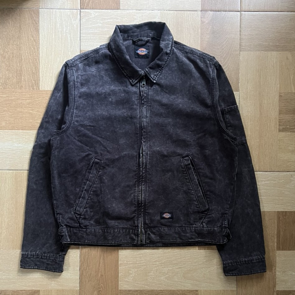 Dickies Detroit Newington Jacket Black Acid Washed Size M fit L Boxy