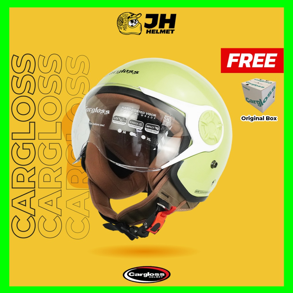 Helm Cargloss Retro Original YRH Hijab Solid Apple Green Glossy | GRATIS ONGKIR | Helm Cewek | Helm 