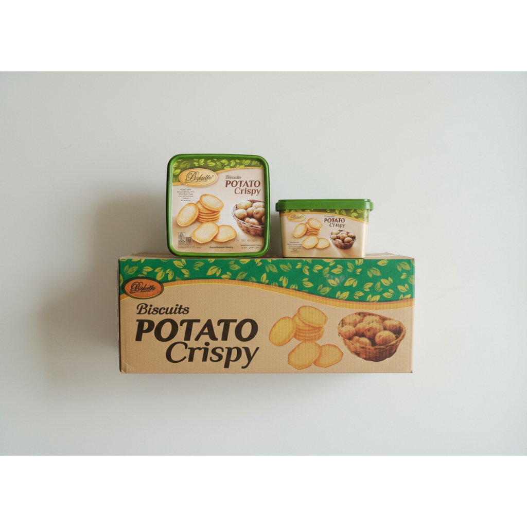 BISKITOP POTATO CRISPY 400GR X 6 PCS / BISKUIT KENTANG KRISPI 400GR X 6 PCS KALENG PVC