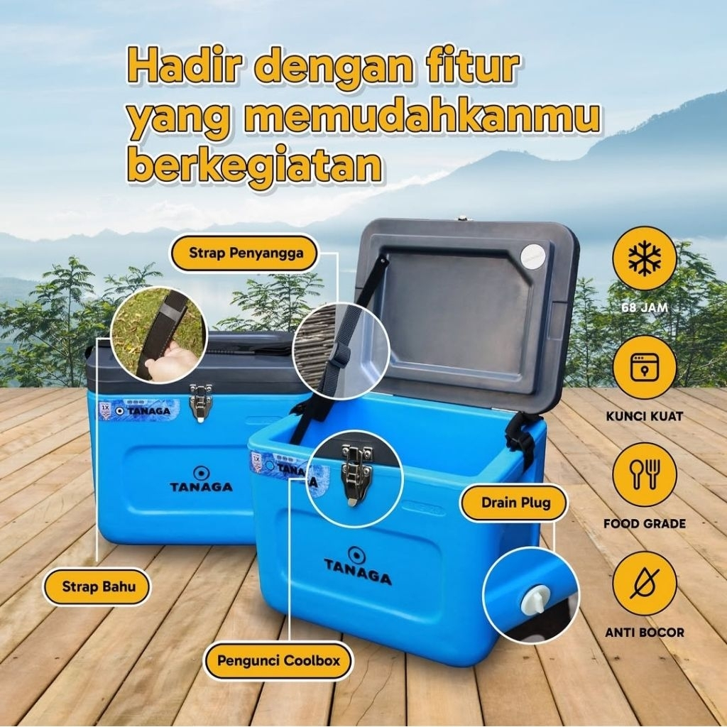 Tanaga Cooler Box 25 L / Kotak Pendingin / Box Ikan Anti Bocor Tahan 68 Jam / Box Minuman Dingin