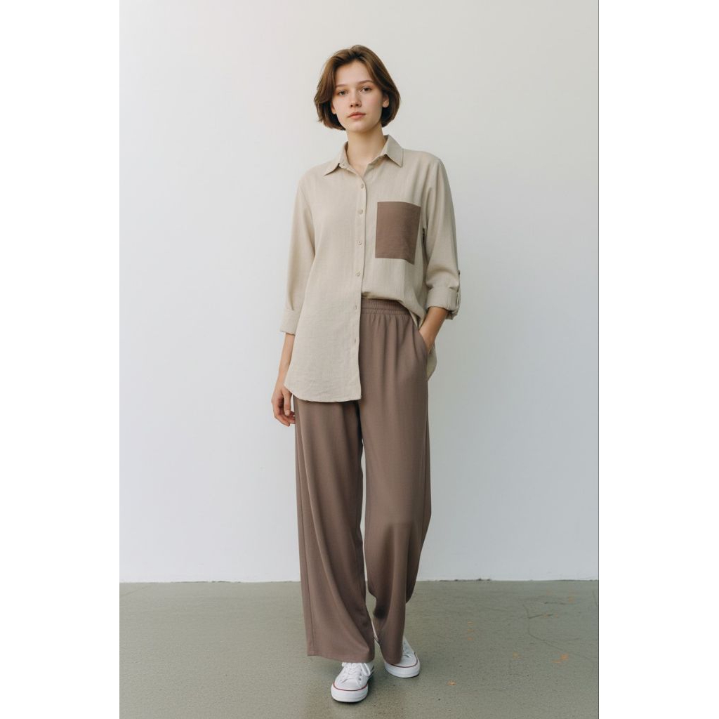 DE_MOOST Hem Kulot Linen Premium Grade A Ivory Milo One Set Wanita