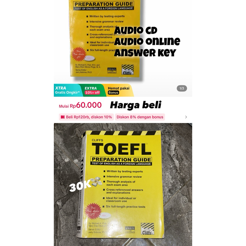PRELOVED BUKU TOEFL PREPARATION GUIDE CLIFFS