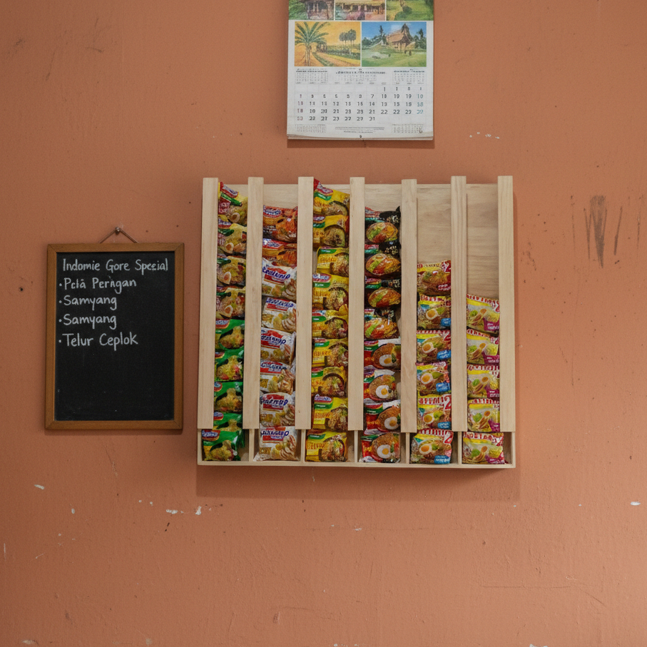 Rak Mie Instan 2 Susun Kayu Premium Murah - Rak Bumbu & Sembako