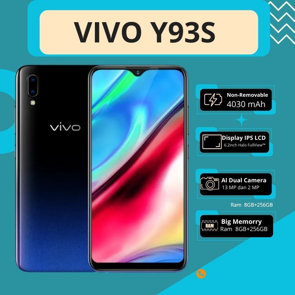 Smartphone VIVO  Y93s ANDROID  Handphone Ram 8/256GB 6.22inch Baru Fullset