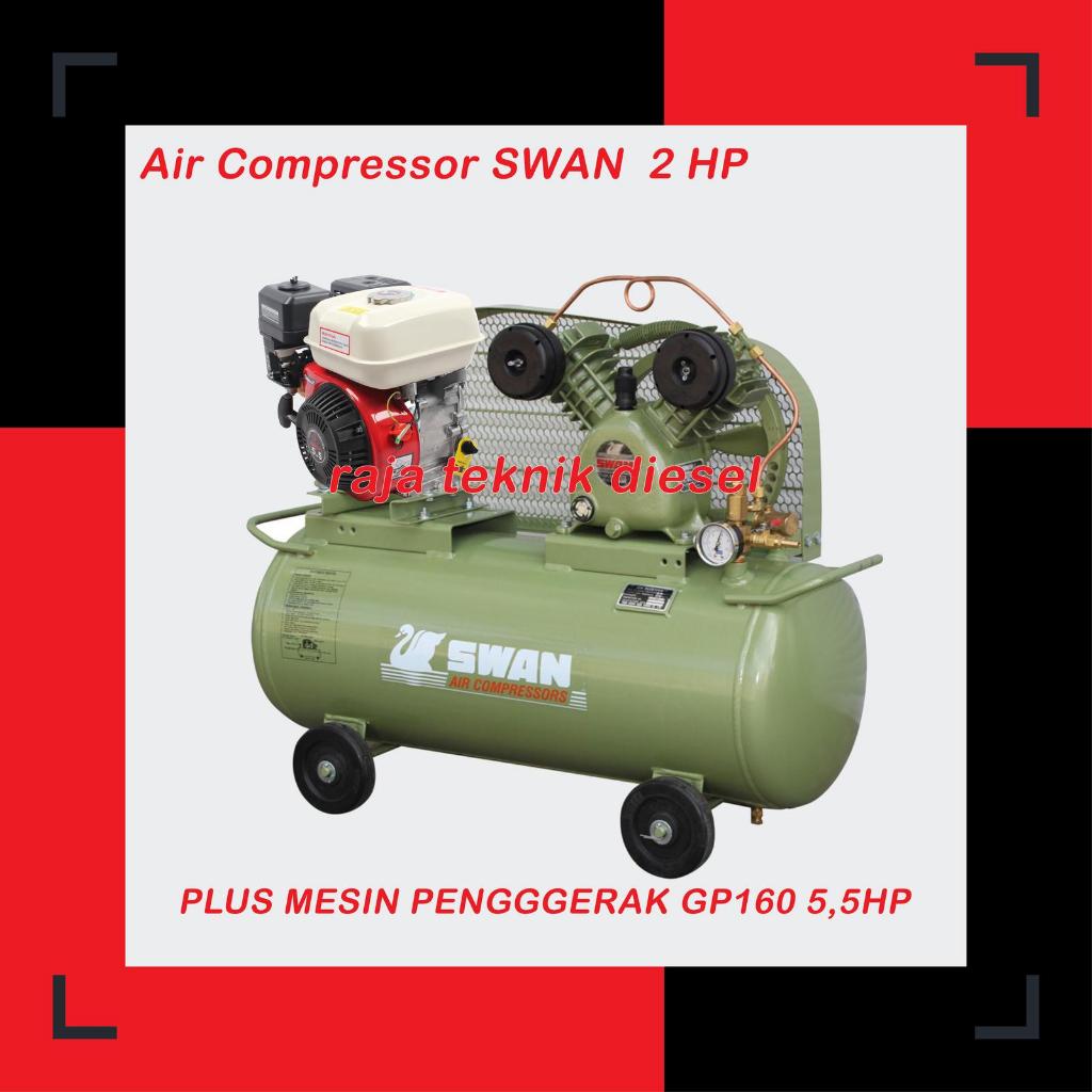 Kompresor Swan 2 HP Penggerak GP/GX 160 Bensin 2 HP Air Compressor 202