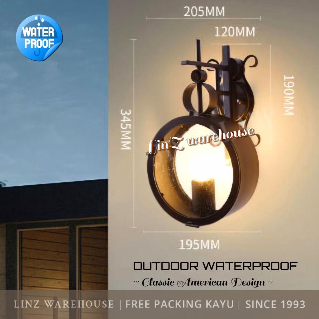 Lampu dinding CLASSIC AMERICAN OUTDOOR WATERPROOF SERIES 18 wall lamp
