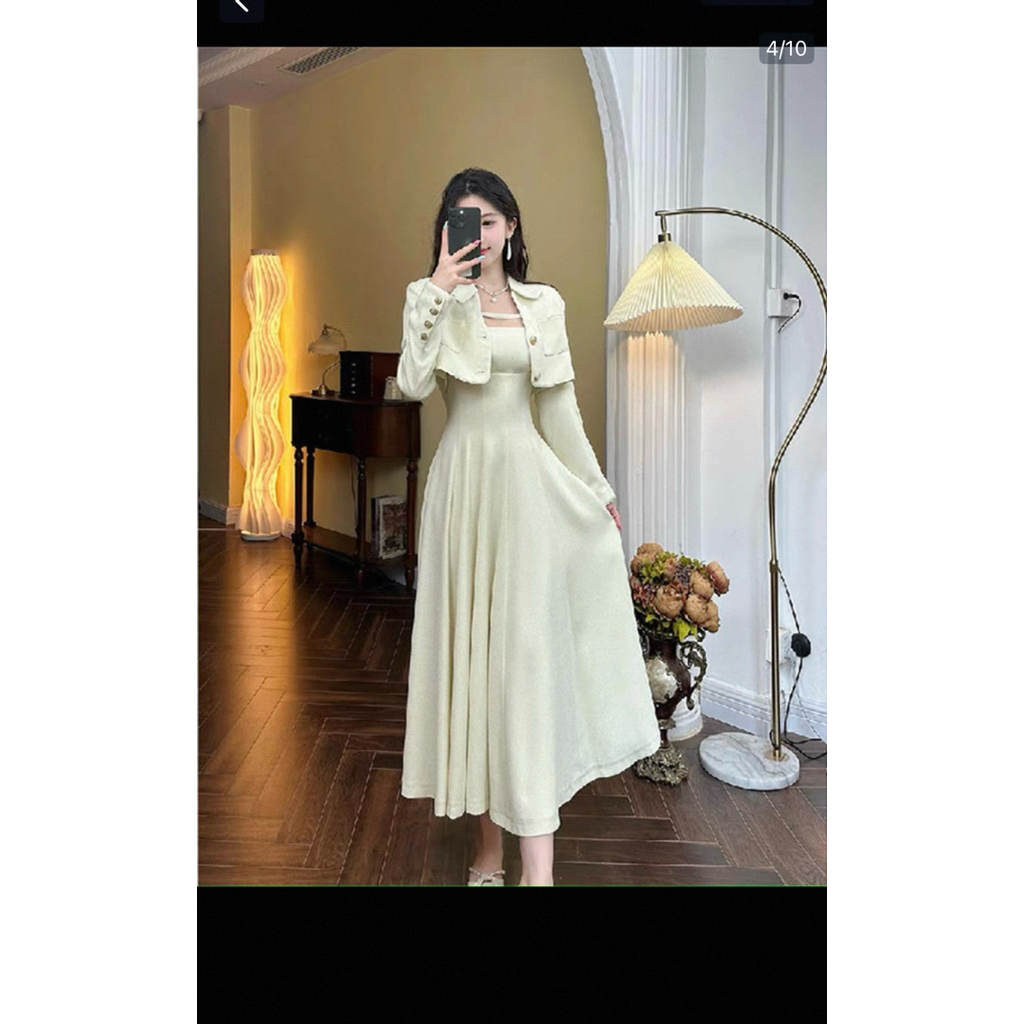 Set tweed long dress