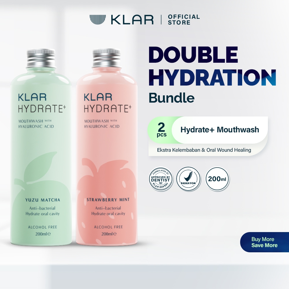 KLAR Double Hydration - Obat Kumur atasi Mulut Kering, Gusi Sensitif & Perawatan Bau Mulut  (2Pcs)