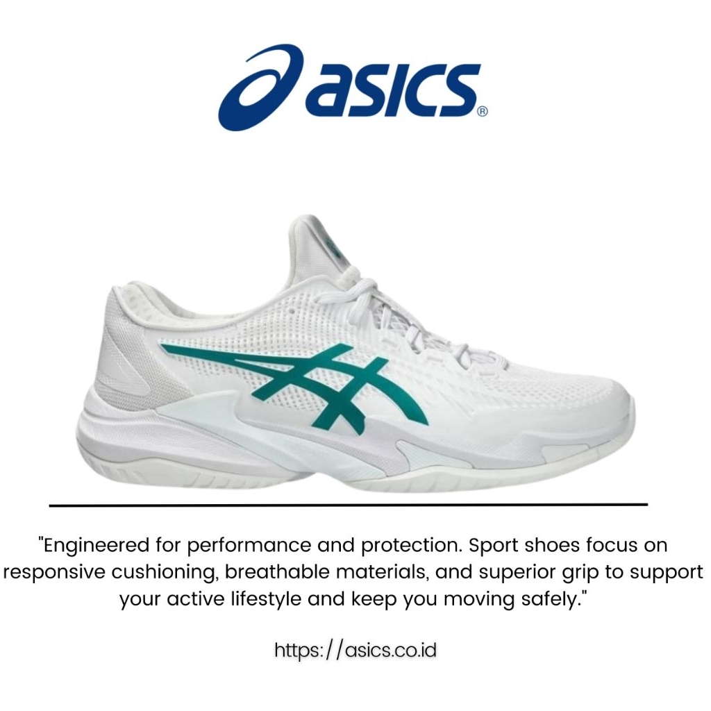 Sepatu Tenis Asics Court FF 3 Novak Djokovic White Pitch Green Original