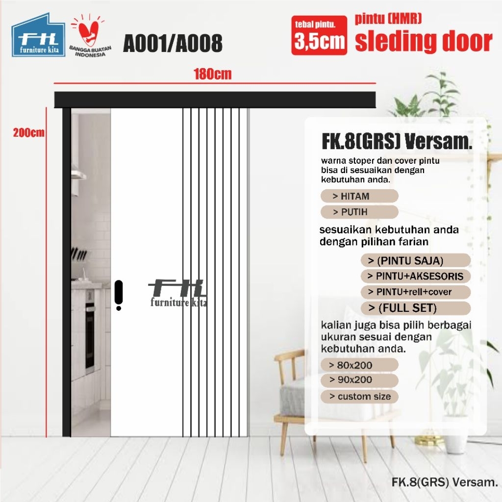 FK.8(GRS)Versam (A001/A008) pintu minimalis sleding door.
