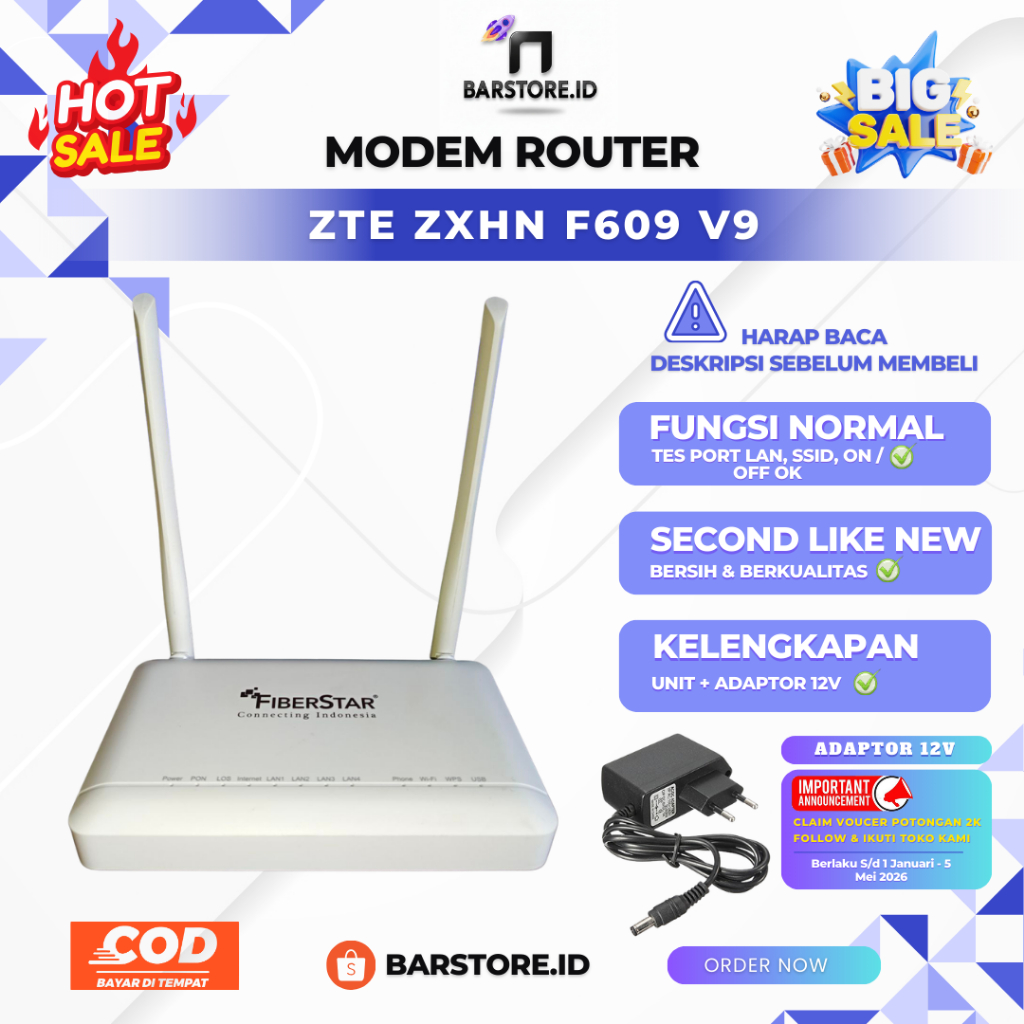 Router ONT Wifi ZTE F609 V9 Fiberstar