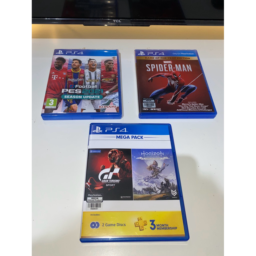 Borongan BD Kaset PS4 PES 2021 Spiderman Horizon Zero Dawn Grand Turismo Bundle Megapack