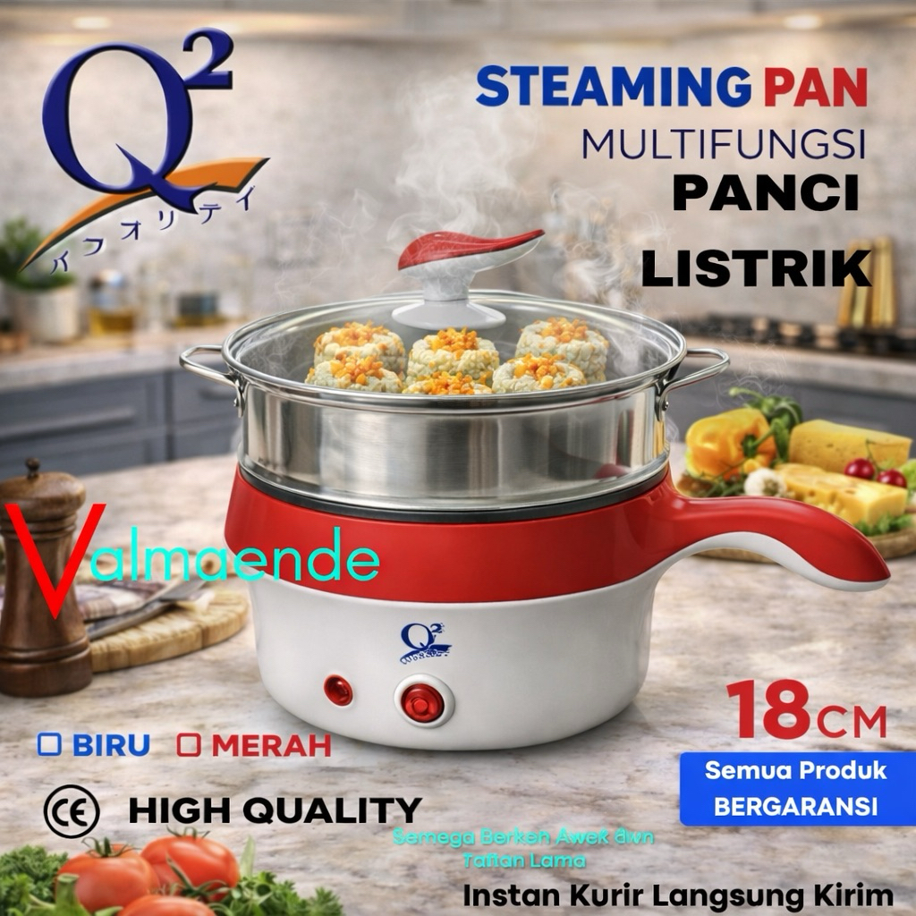 Panci Listrik Wajan Listrik Teko Listrik Goreng Rebus Kukus 3in1 Q2 8518
