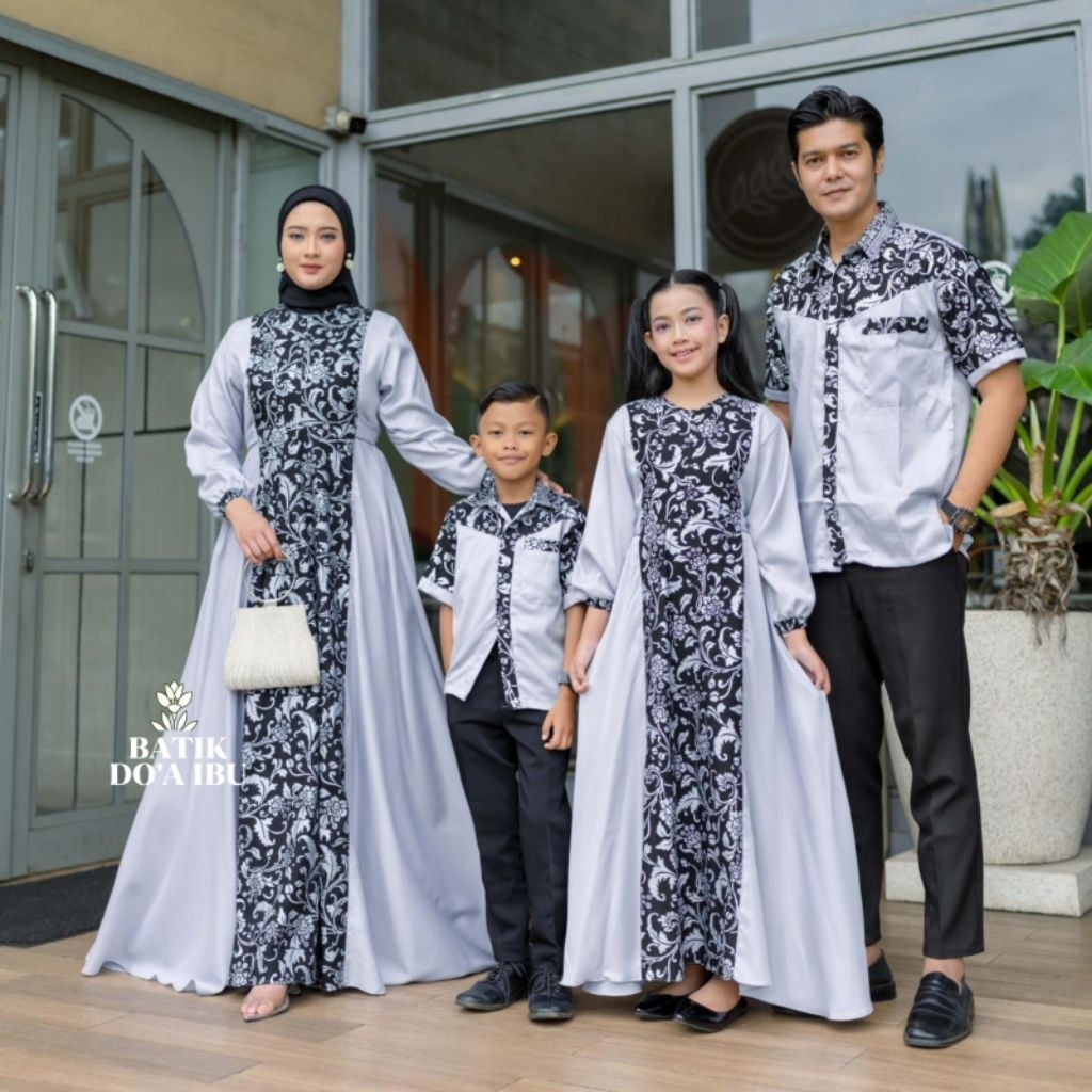 Couple keluarga syari muslimah dress gamis couple baju couple pasangan gaun pesta muslimah batik