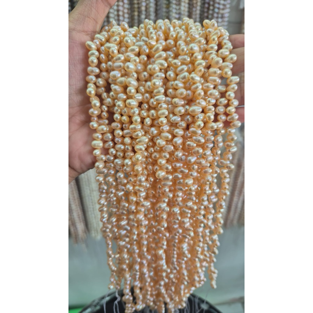 Mutiara air tawar asli motif zigzag harga per untai