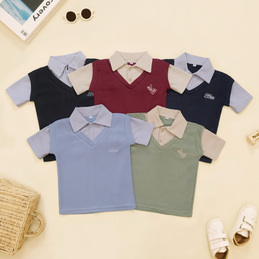 ANSEL POLO | kaos polo anak berkerah rompi menyatu bordir