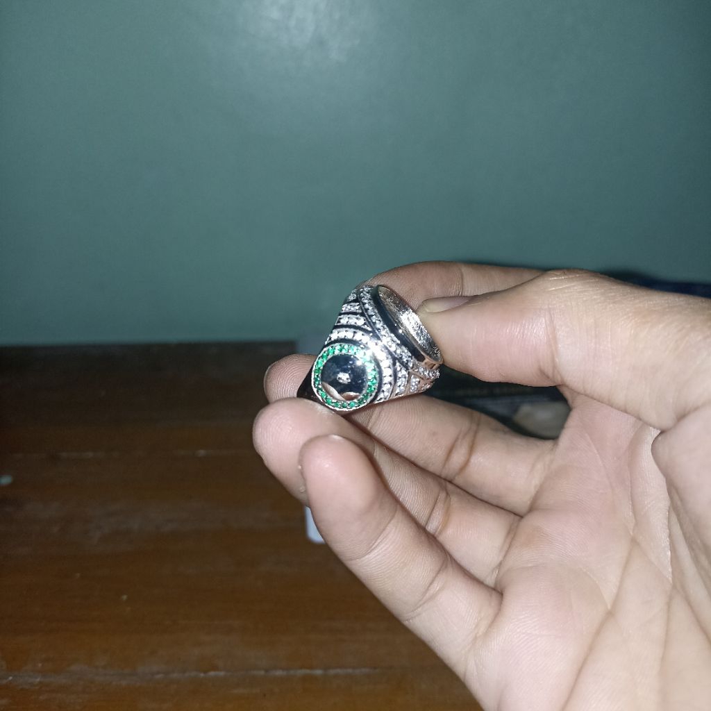 CINCIN EMBAN RING IKETAN KUNSAR KUNINGAN SARI KROM SILVER PERAK RING BATU AKIK BAHAN KUNINGAN SARI S